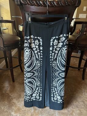 BCBGMaxAzria Black Skirt with White Paisley Panel